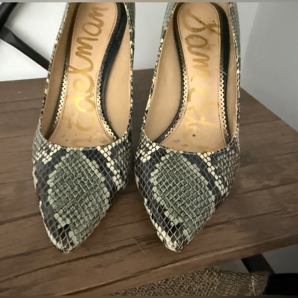 Sam Edelman Hazel Pointed Toe Pump in Sandshell Multi Python Size 7.5 - Picture 3 of 4